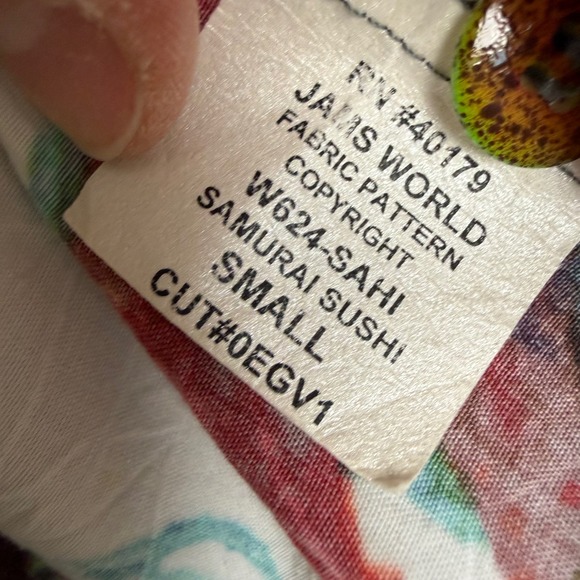 Jams World Aloha Style Camp Shirt Samurai Sushi Print Short Sleeve Size Small - Picture 12 of 12